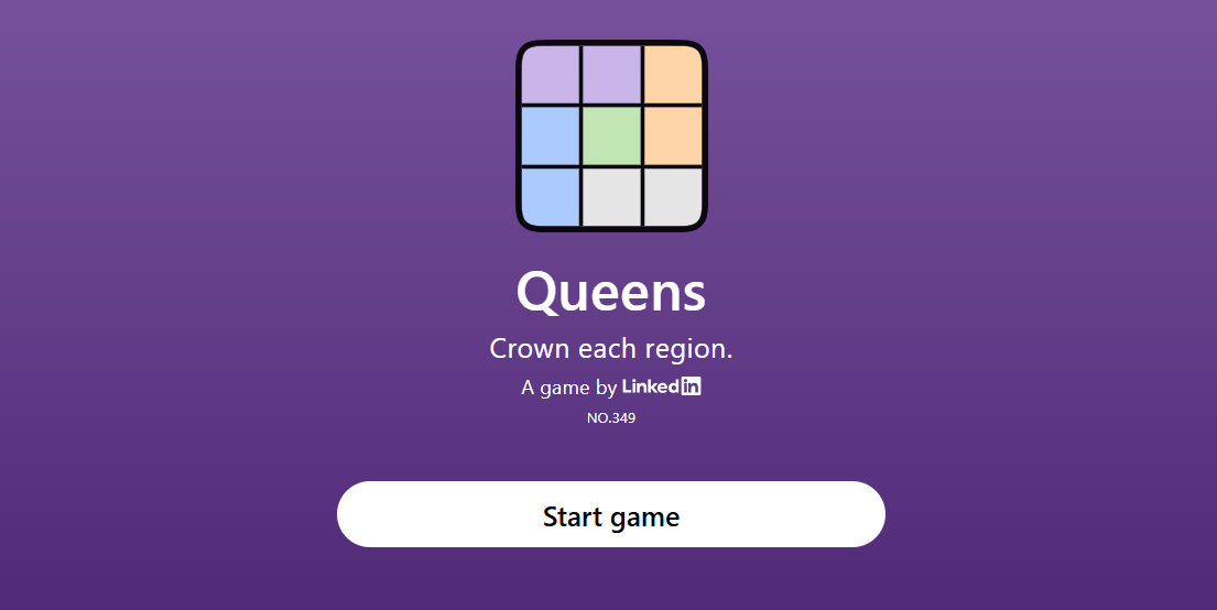 LinkedIn Queens puzzle board